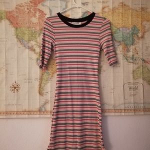 PART OF SALE - Striped Ribbed Midi Dress